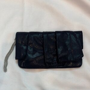 Swarovski Black Evening Clutch Wallet with Chain Strap